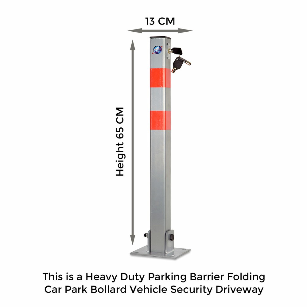 LOCKABLE PARKING BARRIER FOLDING CAR PARK BOLLARD SECURITY DRIVEWAY POST 3 KEYS