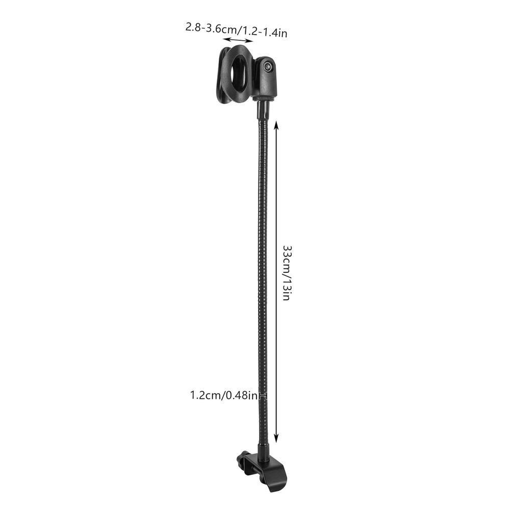 Black Microphone Stand Adjustable Microphone Holder w/ Desk Clamp for recording