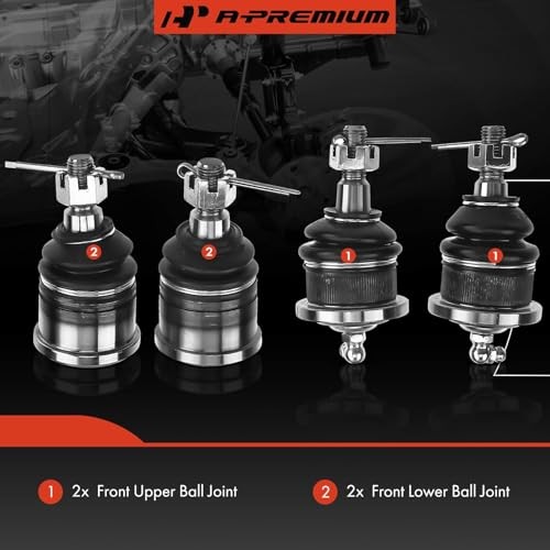 Set of 4, Front Upper & Lower Ball Joint Kit, Compatible with Honda Accord