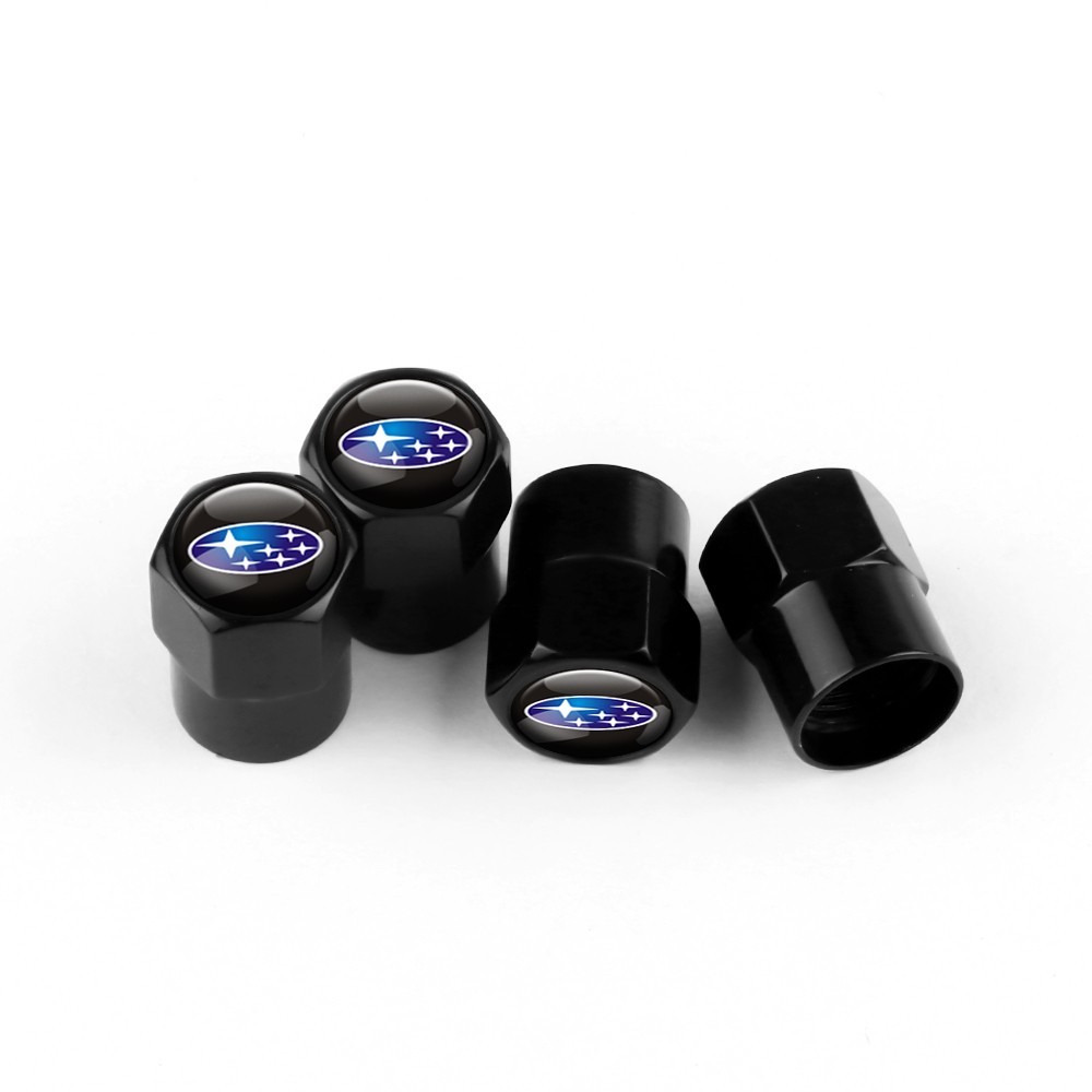 Compatible with Subaru 4Pcs Tire Valve Stem Caps Black Anodized Aluminum Set