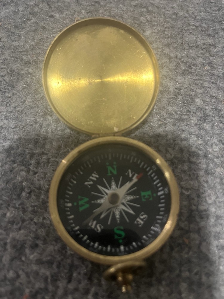 Flip Top Polished Brass Pocket Compass