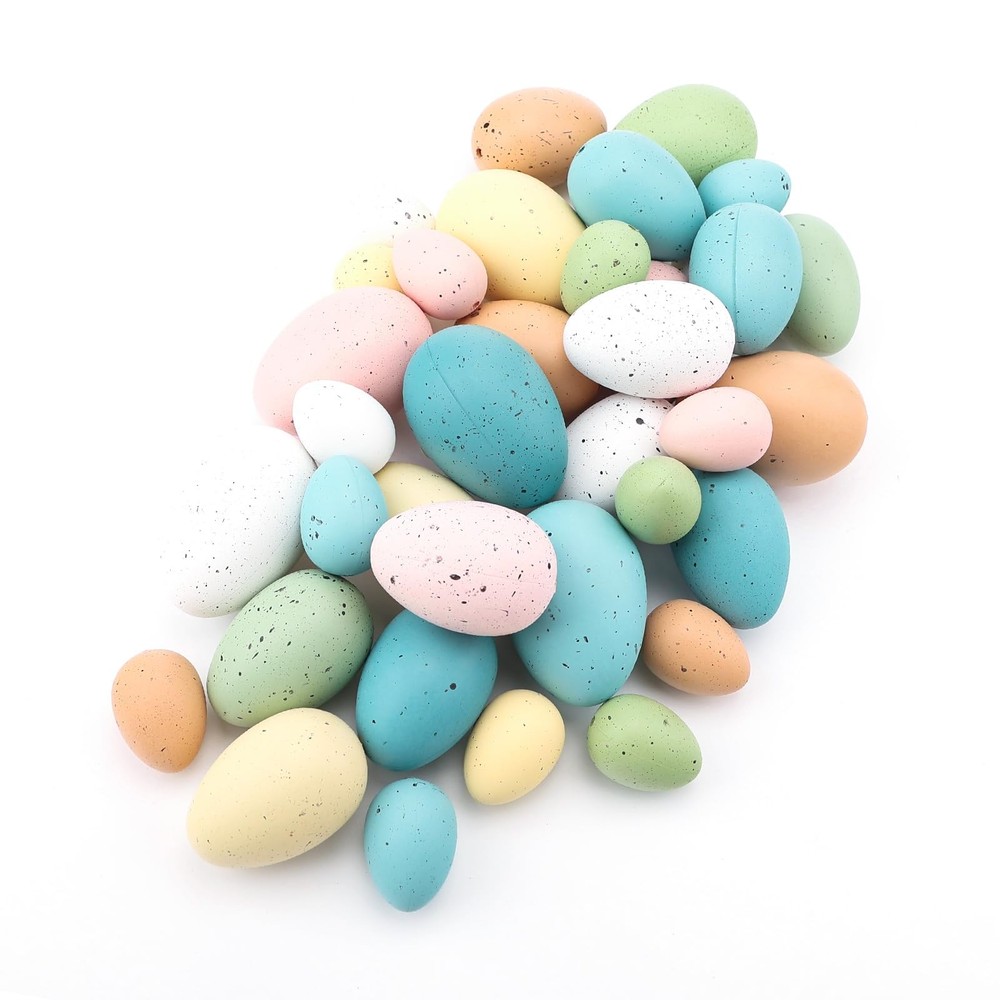 36 Speckled Easter Eggs, Assorted 3 Sizes Decorative Pastel Eggs Bowl and Vas...