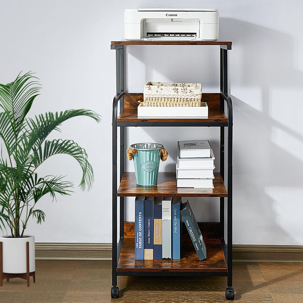 4 Tier Printer Stands, Multipurpose Office and Home Printer Desk with Wheels,...
