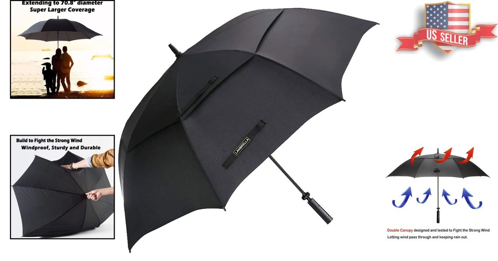 Premium Windproof Golf Umbrella - 80-Inch Oversized Canopy with Ergonomic Grip