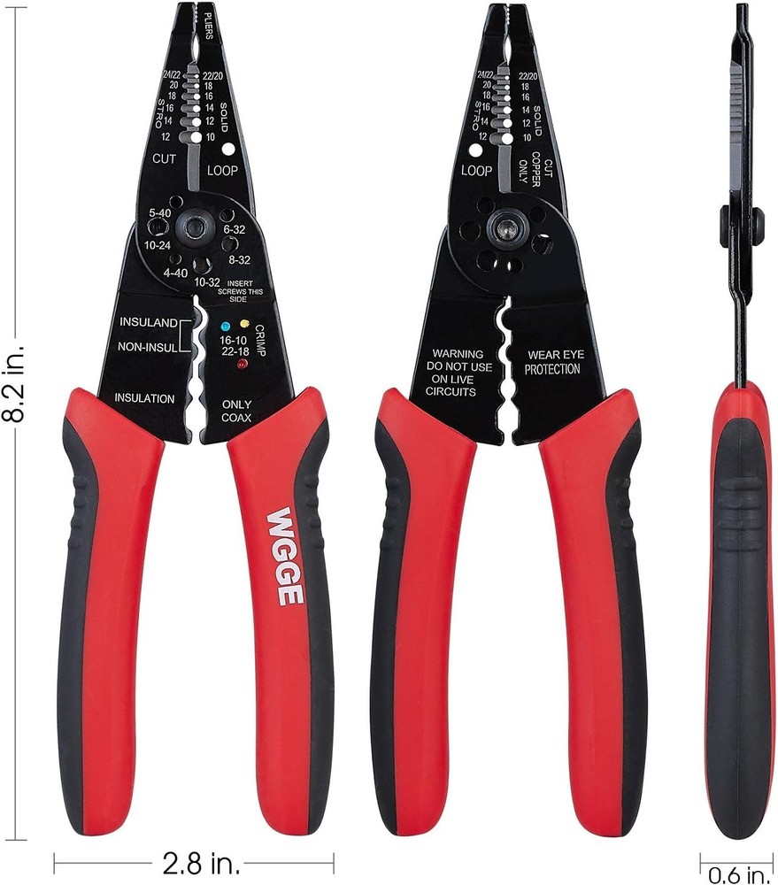 Professional 8-inch Wire Stripper/Crimping Tool, Cable Cutter/Crimper, Wiring