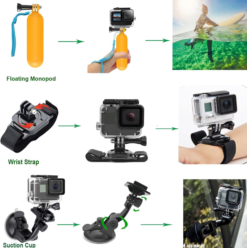 Accessory Pack for Go Pro 13 12 11 10 9 Hero, Full Essential Accessories Kit wit