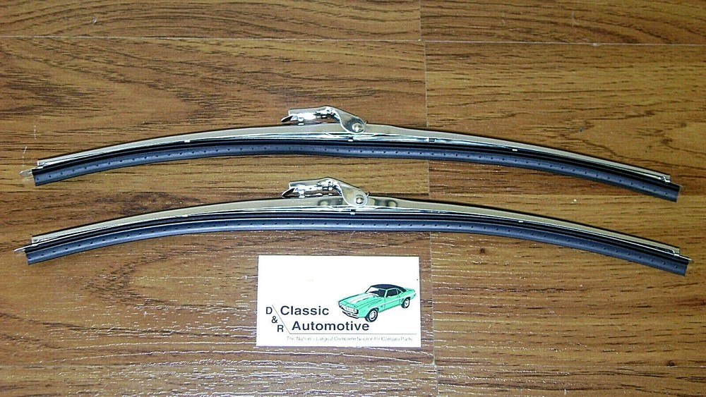 Windshield Wiper Blades 65-68 Mustang w/Polished Stainless pair 65 66 67 68 15"