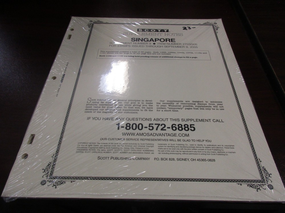 "SCOTT" SINGAPORE #9  SUPPLEMENT W/FREE SHIPPING!!