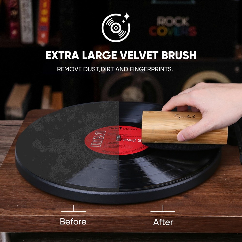 SpinArt Vinyl Record Cleaner Vinyl Record Cleaning Kit 8-in-1,Includes Soft