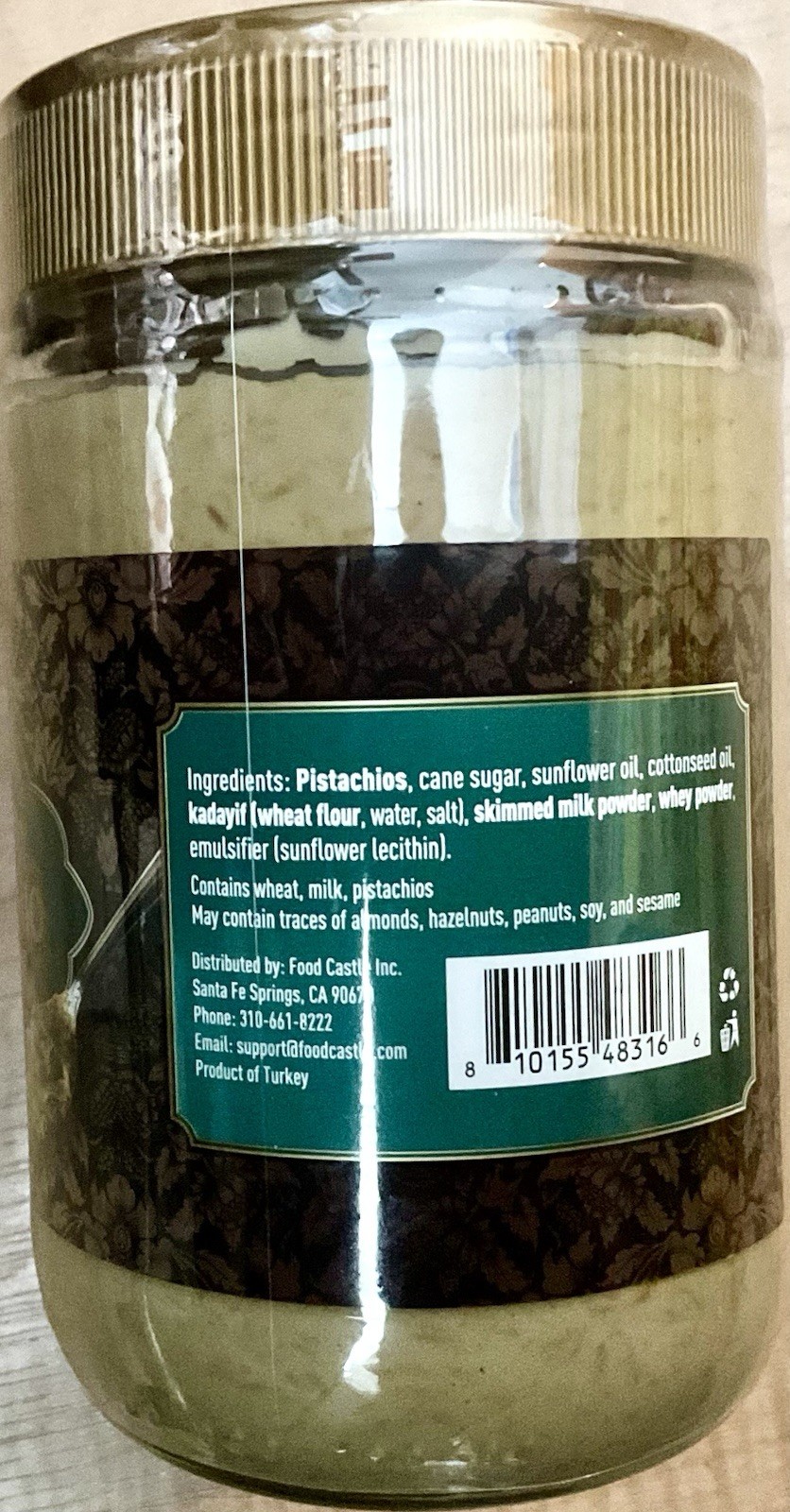 Crunchy Kadayif Pistachio Cream Spread Dubai Style Nutty Fruity, 21 oz (600g)