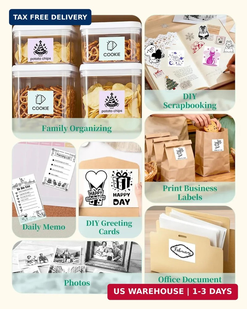 T02 Mini Bluetooth Sticker Printer, Thermal Pocket Printer, Label Maker Photo