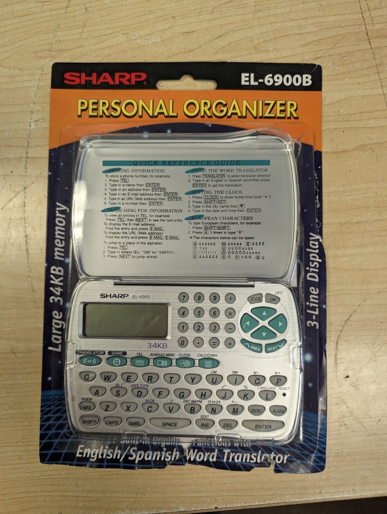 Sharp EL-6900B Electronic Personal Organizer English Spanish Translator