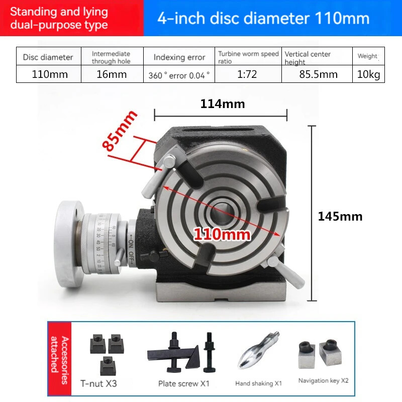 Horizontal Vertical Rotary Table High Precision Table 4 Slot Rotary Table