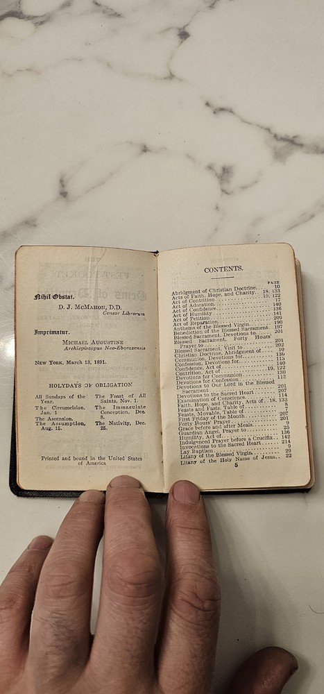 Antique Catholic Prayer Book Dated 1891