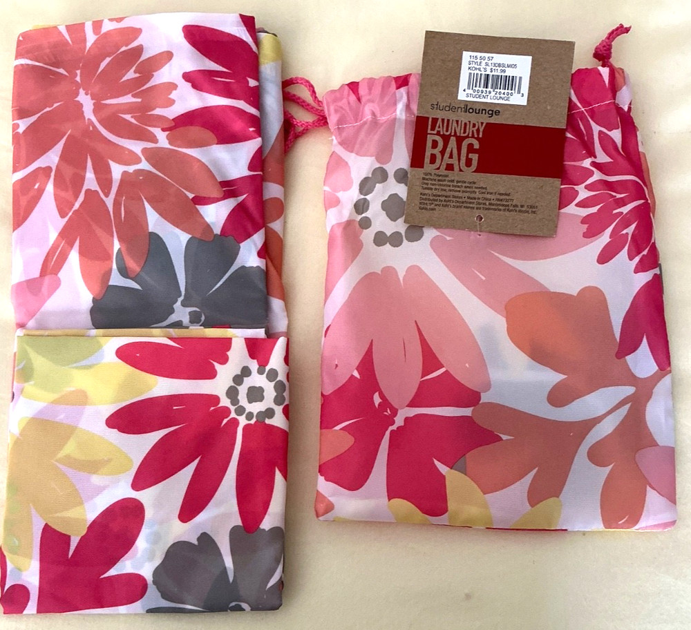 Student Lounge FLORA Laundry Bag Drawstring Closure Durable Polyester 36"Lx 24"W