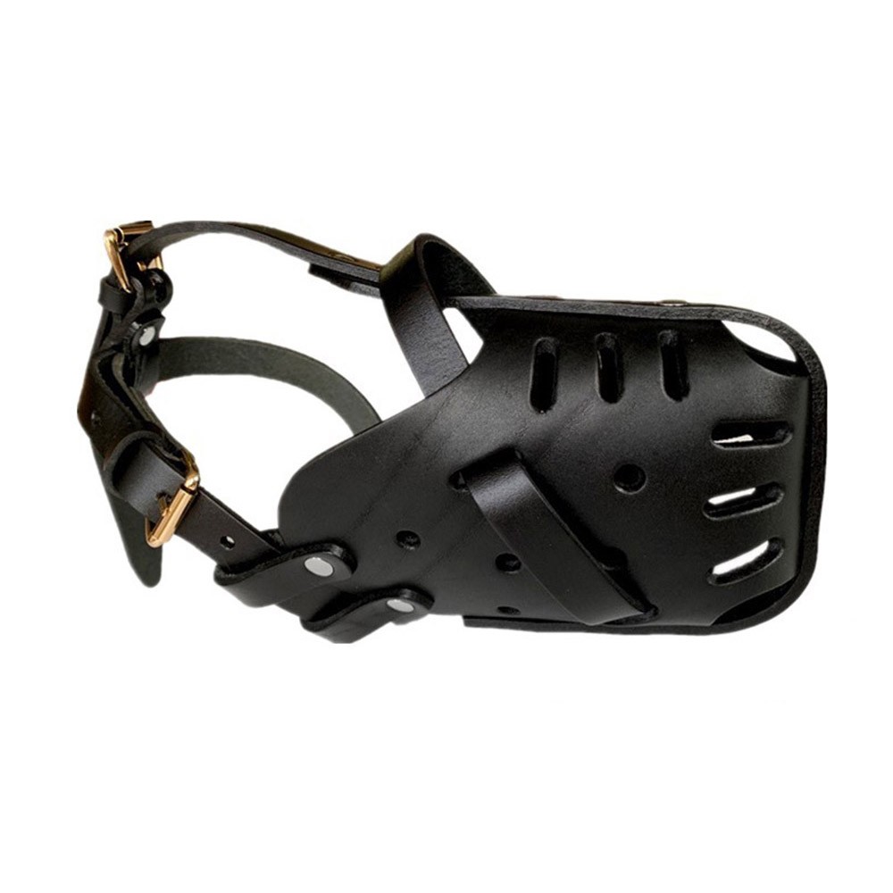 Adjustable Leather Dog Muzzle for Bite Prevention Training Chew Proof Design