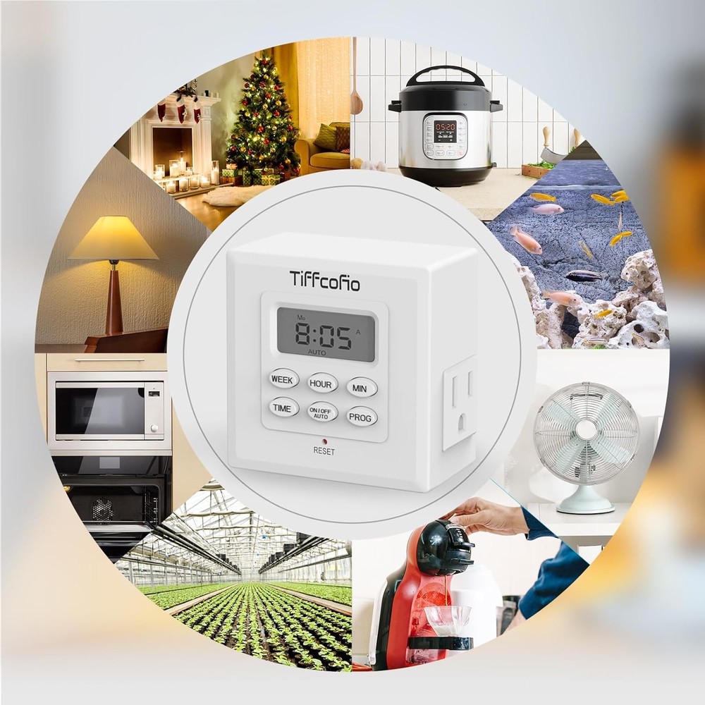 Indoor Digital Light Timer, 7 Day Programmable Plug in Outlet 2 White