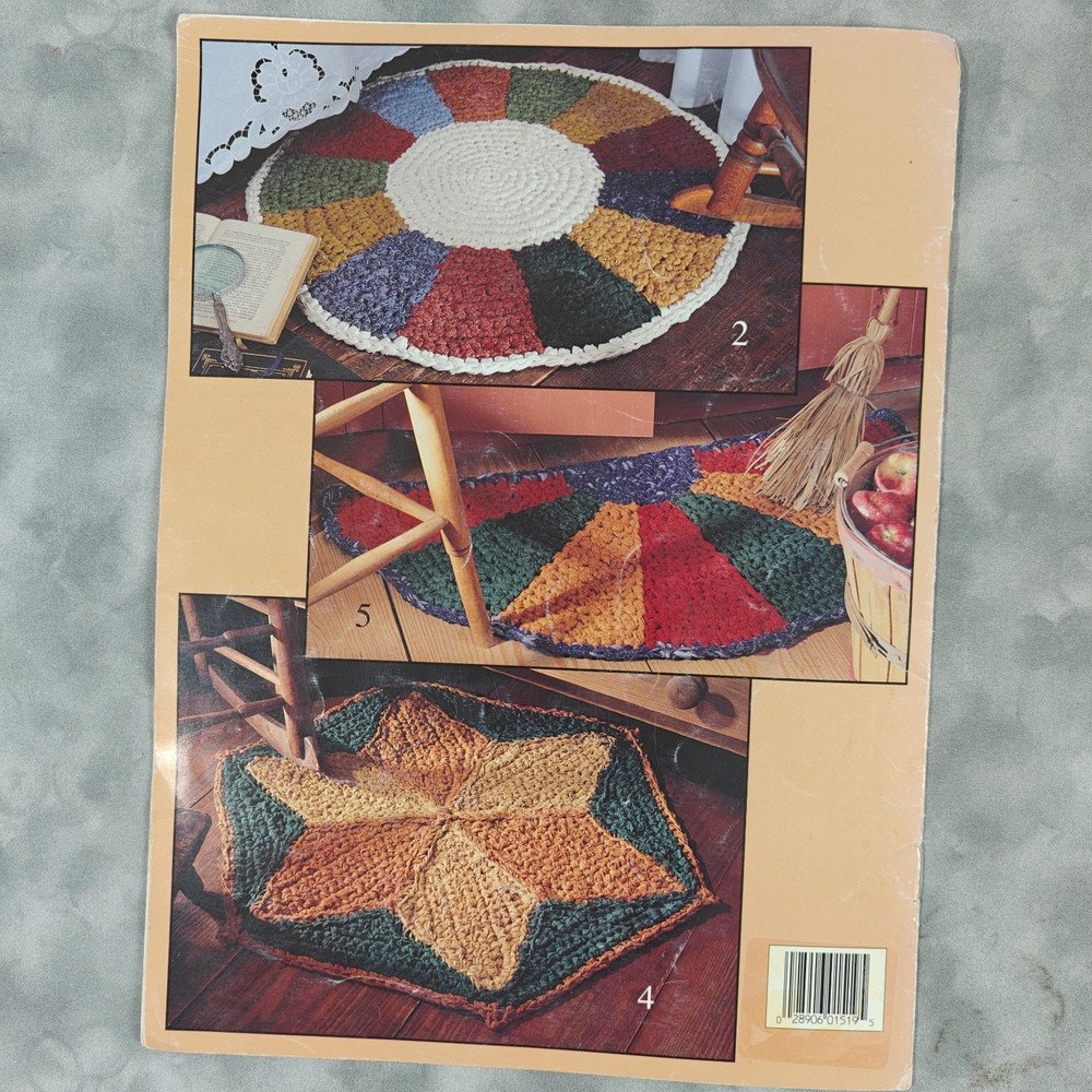 Leisure Arts 1519 Crocheted Patchwork Rugs Pattern Leaflet 5 Designs