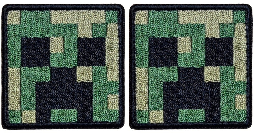 Creeper Face Minecrafter Embroidered Patch - 2PC  iron on or Sew on  2"x2"