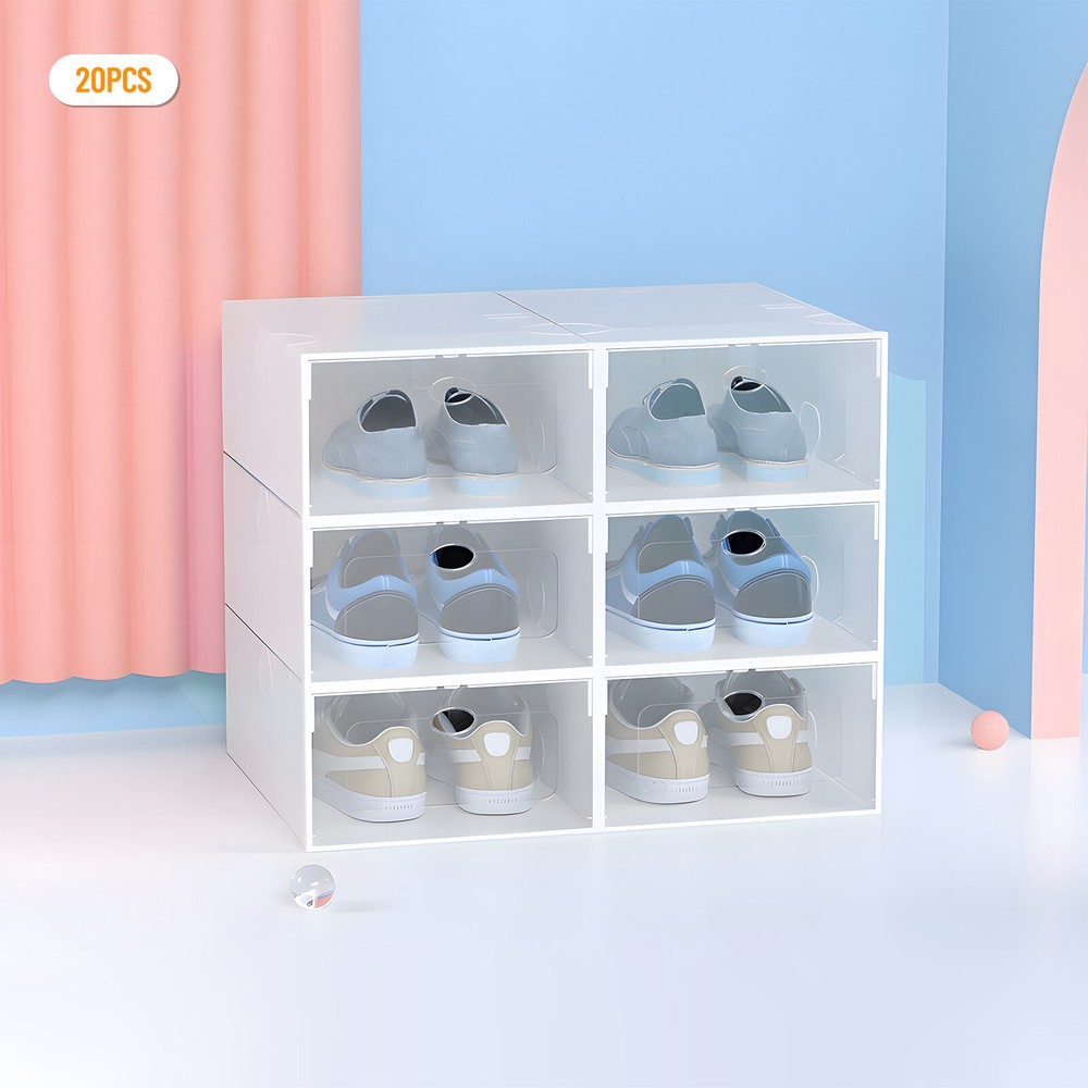Stackable Shoe Storage Box Durable Plastic Sneaker Display Case Organizer 20pcs