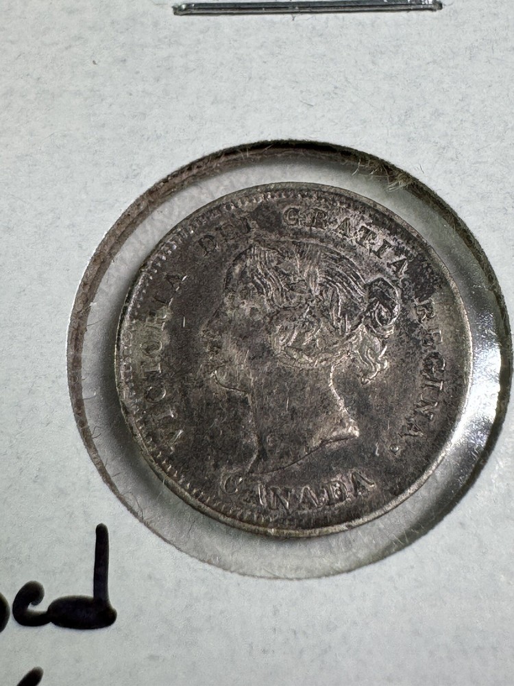 1886 Canada 5 Cents Small Silver Coin Small 6 Cleaned