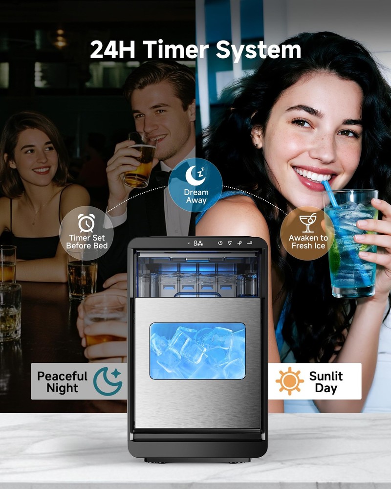 Crescent Ice Maker Countertop, 35Lbs/24H, Clear Ice Maker with Self-Cleaning ...