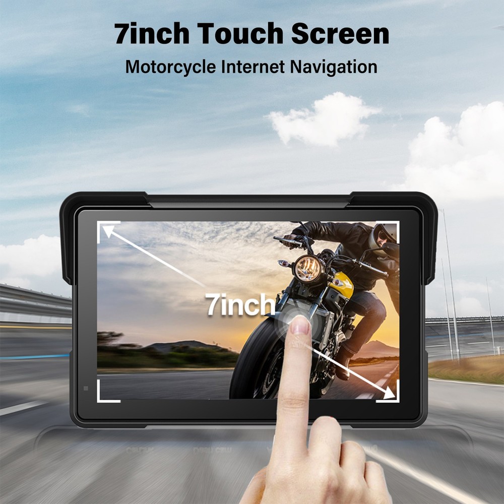 7Inch Motorcycle Navigation GPS Wireless Carplay Android Touch Screen +TPMS +CAM