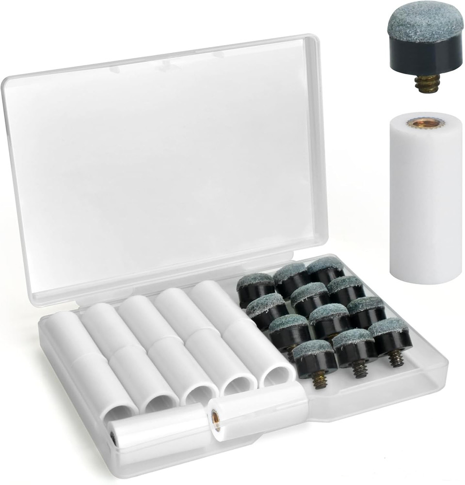 12 Set Billiard Cue Tips Replacement Kit with Screw-On Ferrules 12mm