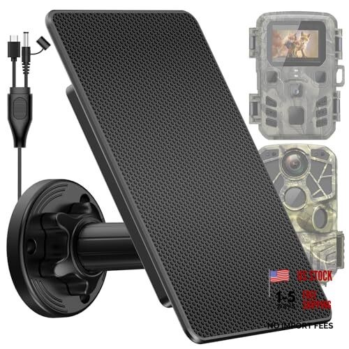 Trail Camera Solar Panel, Trail Camera Solar Panel with Built-in Dark Black