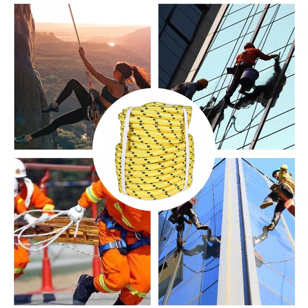 Double Braid Polyester Rope 1/2"×100' Bull Rope 6180Lbs Breaking Strength Yellow