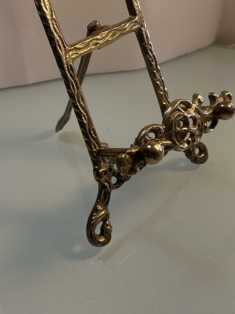 Ornate Brass Tabletop Easel, Victorian Bible Stand, Rococo Scrollwork Display