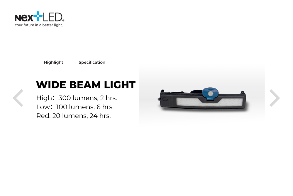 NextLED Multi-Function, Rechargeable Pro LED Headlamp, 3 Lights In 1, IP-54