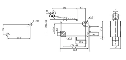 SPDT Snap-Action Standard Micro Switch with Roller Lever