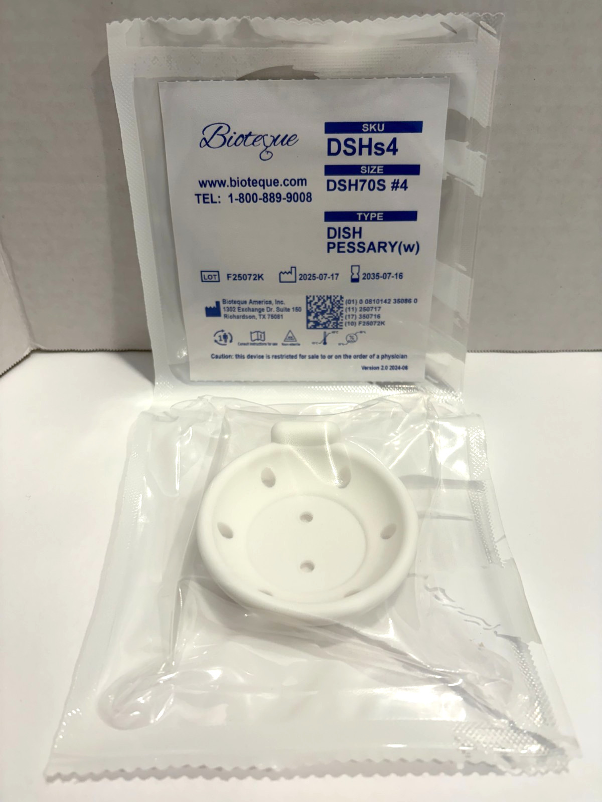 Bioteque America Dish Pessary with Support Silicone: All Sizes