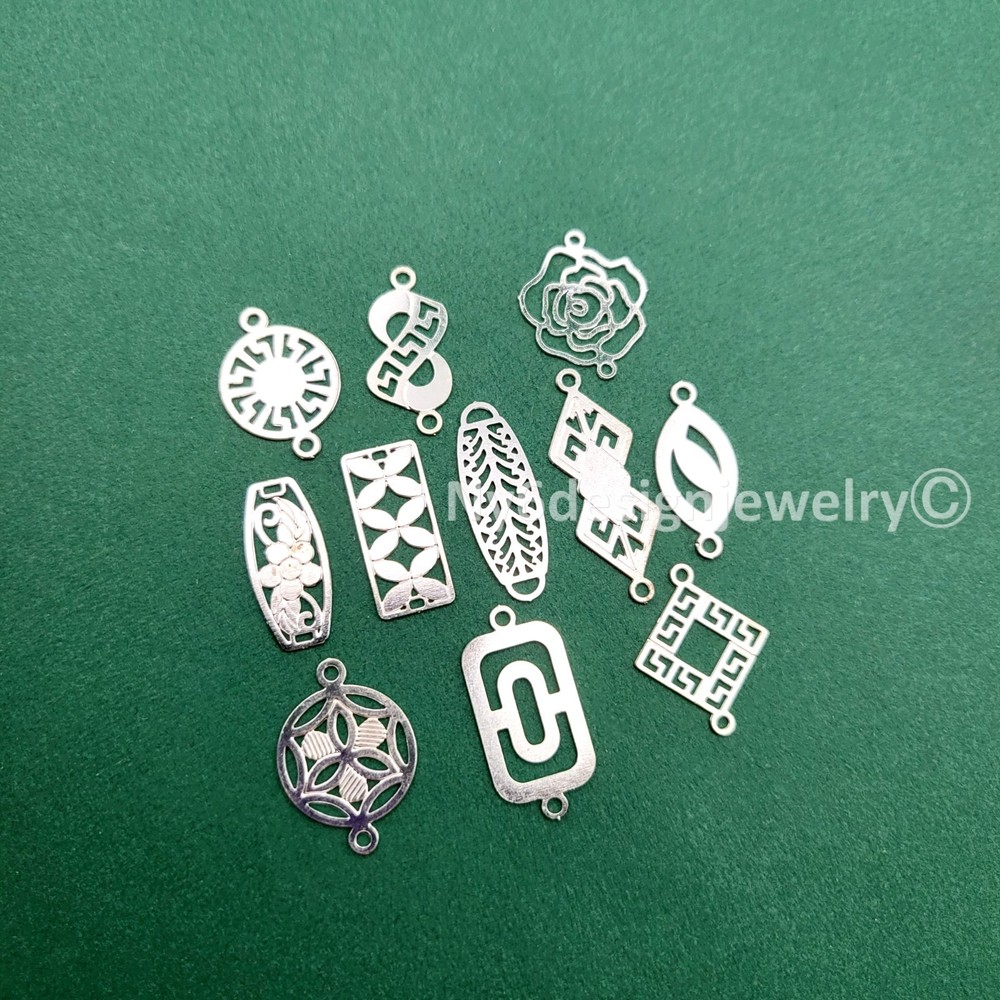 Multiple Sizes Elegant Silver Plated Connector Finding 8pcs Unique Design DIY