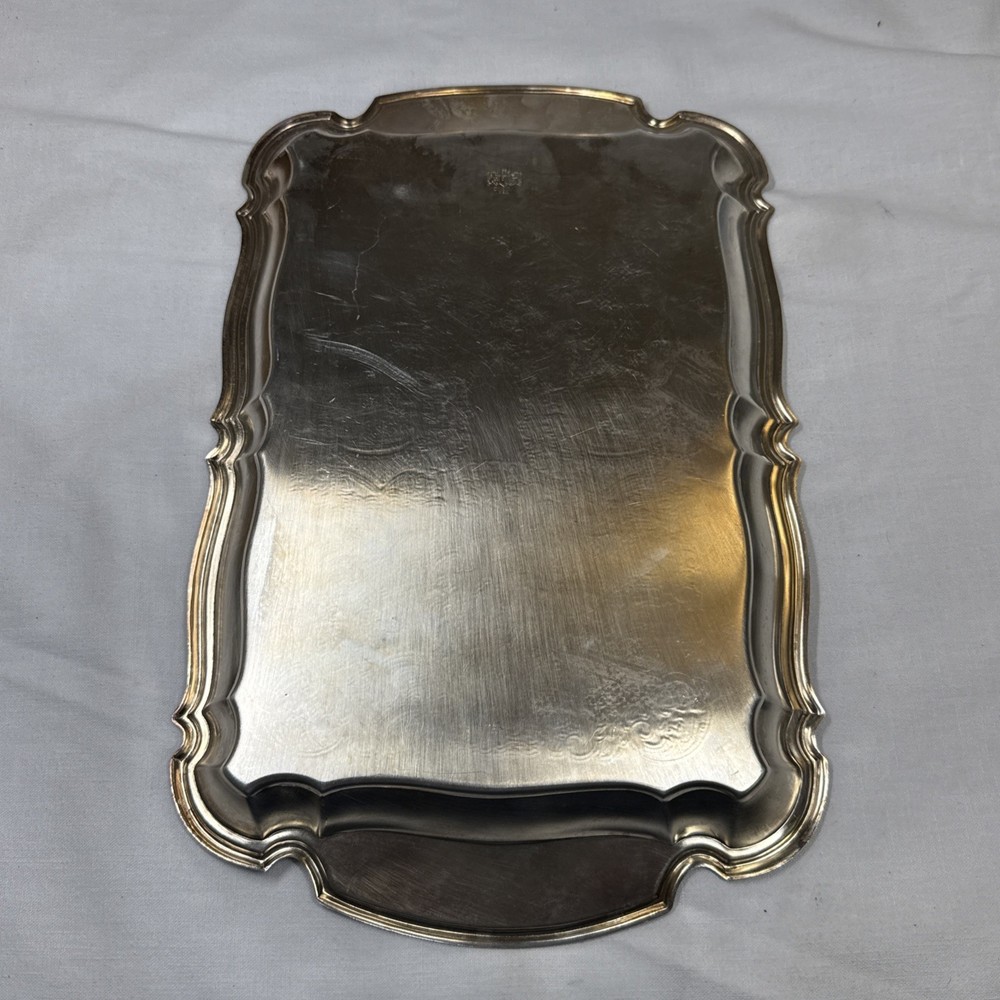 Vintage Oneida Silver Plate Ornate Rectangular Serving Tray Victorian Butler
