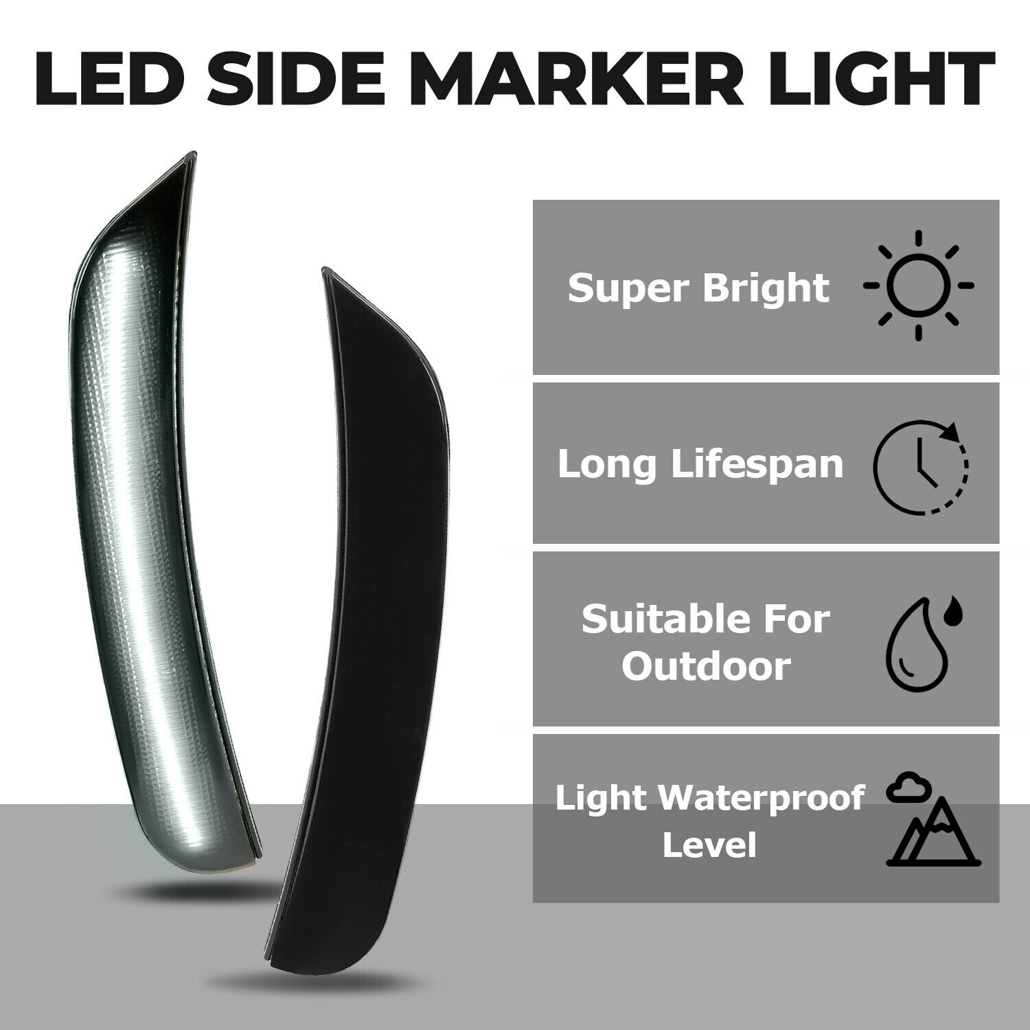 For 2015-2022 Dodge Charger Smoked Lens LED Rear &Front Bumper Side Marker Light