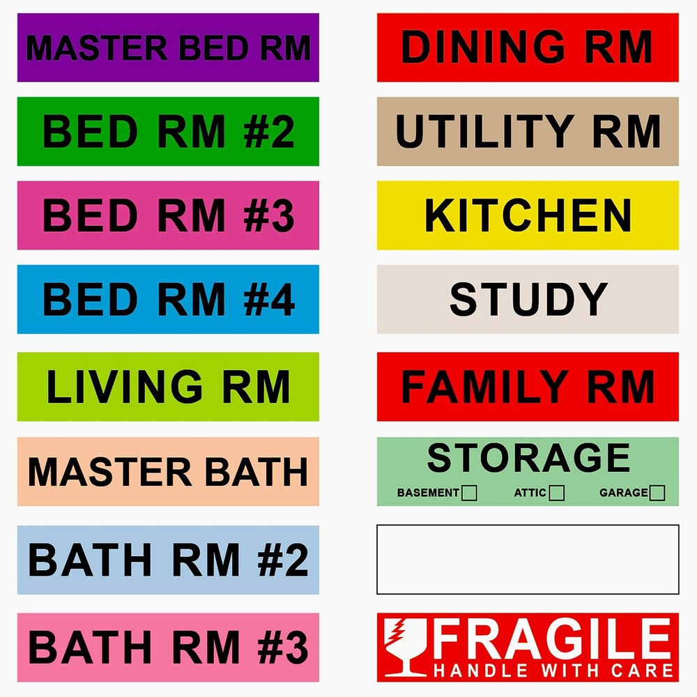 960 Count Home Moving Labels,16 Rolls Different Color Coding Moving Labels fo...