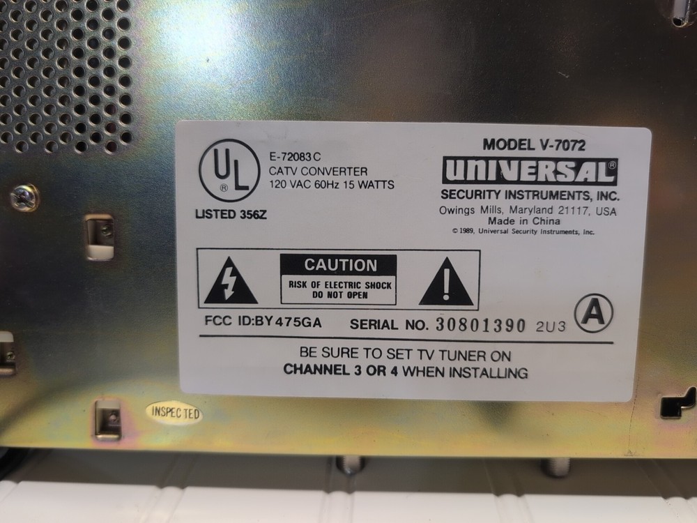 Universal V-7072 Wireless Remote Control TV-Cable Channel Tuner