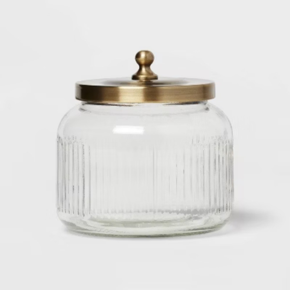 Small Glass Bath Canister Brass - Threshold: Elegant Storage Container