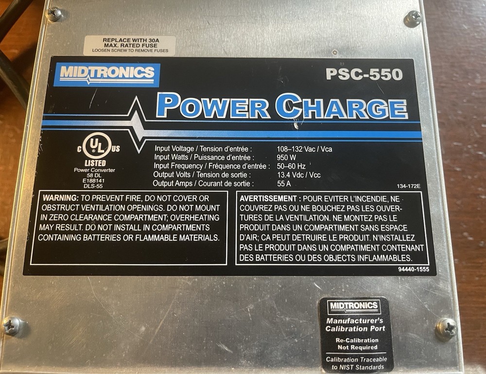 Midtronics PSC-550S KIT Fully Automatic 12V 55A Regulated DC Power Supply and Ca