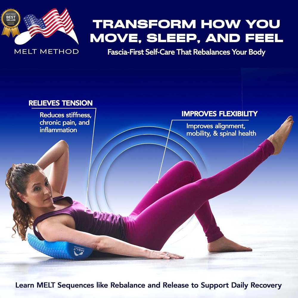 MELT Method 36 Inch Half Foam Roller for Back w/FasciaTherapy Technology