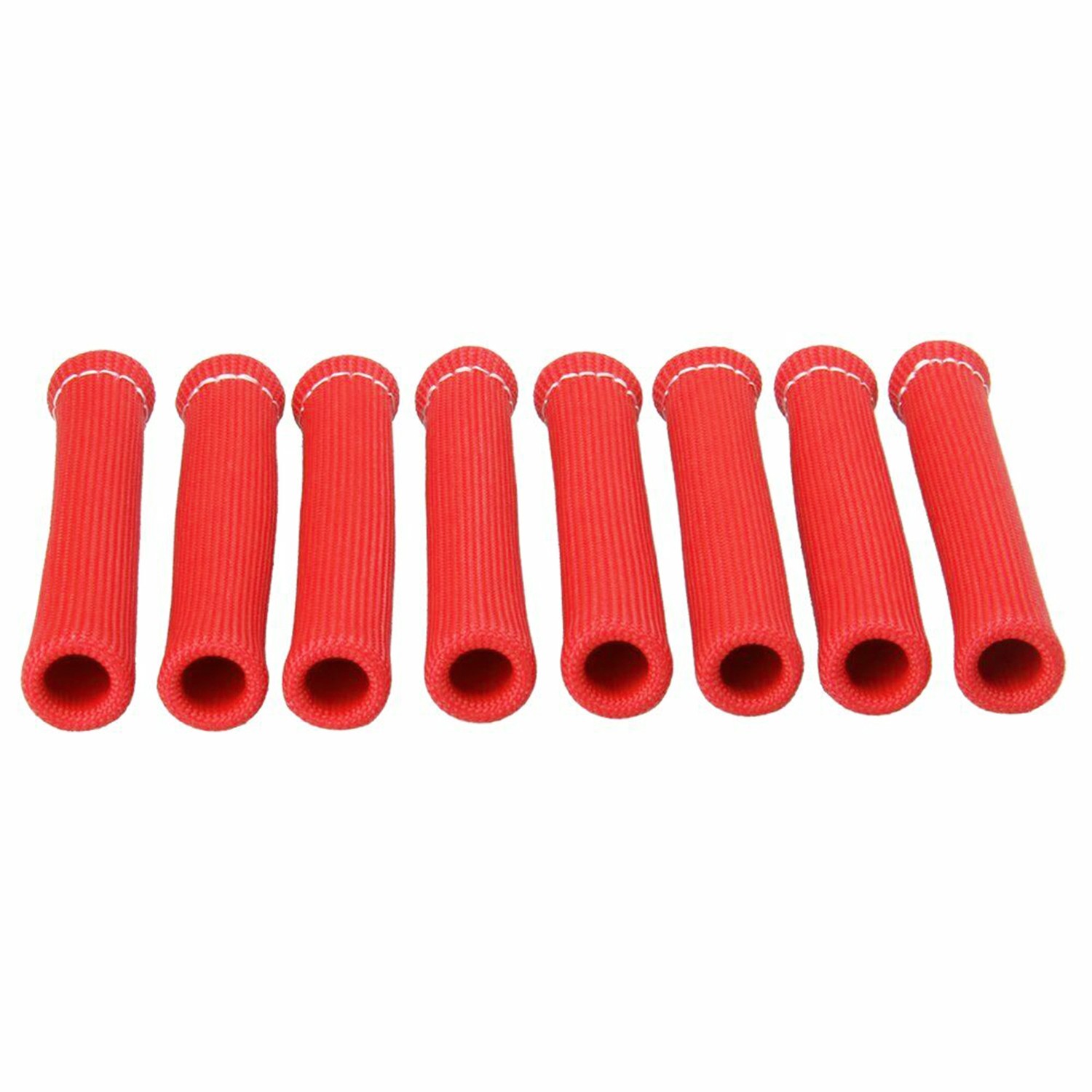 8Pcs 2500° 6" Spark Plug Wire Boots Protector Sleeve Heat Shield Cover Red