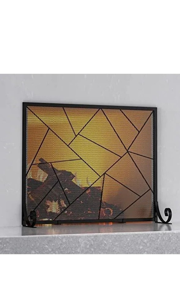 Fire Beauty Fireplace Screen Decorative Mesh Geometric Fire Spark Guard Gate