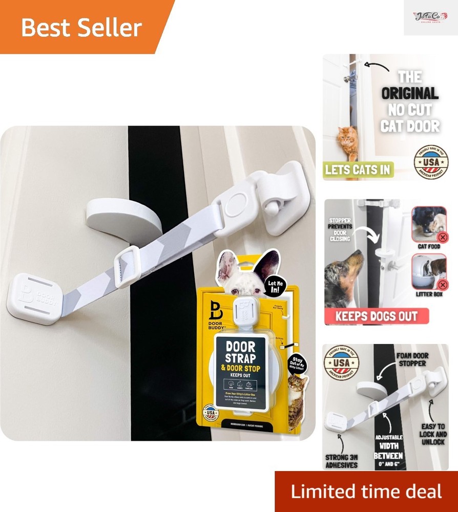 Effortless Cat Door Solution: Dog Proof Latch & Stopper - Quick Install (Gray)