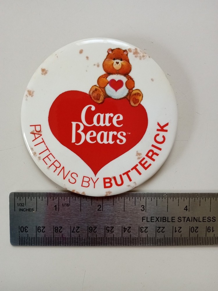 Vintage Care Bear Patterns by Butterick large pinback button 1980's?
