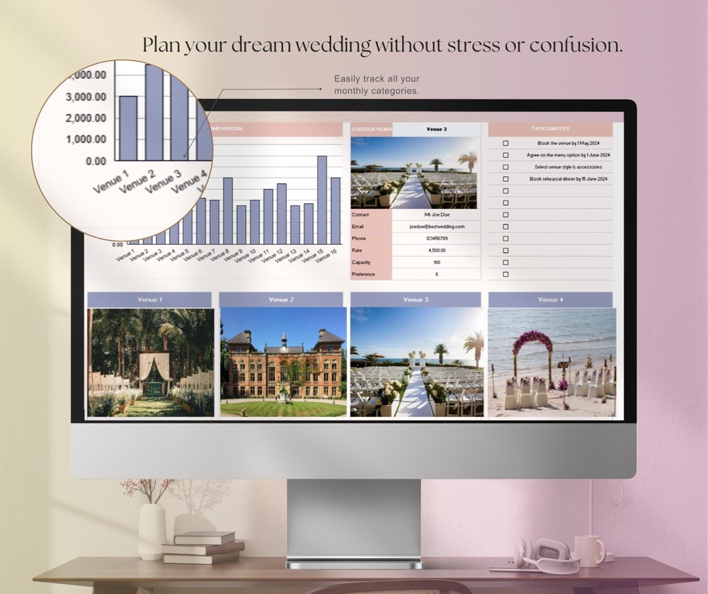 Digital Wedding Planner Spreadsheet Budget Tracker Guest List Checklist