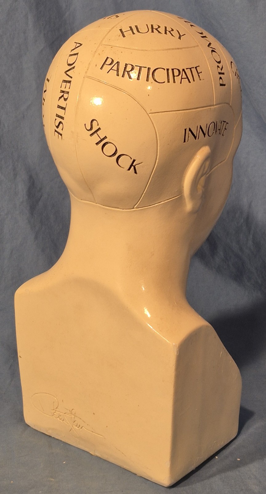 Vintage 11" Phrenology Bust / Head Statue, Chalkware (?), Scientific Psychology