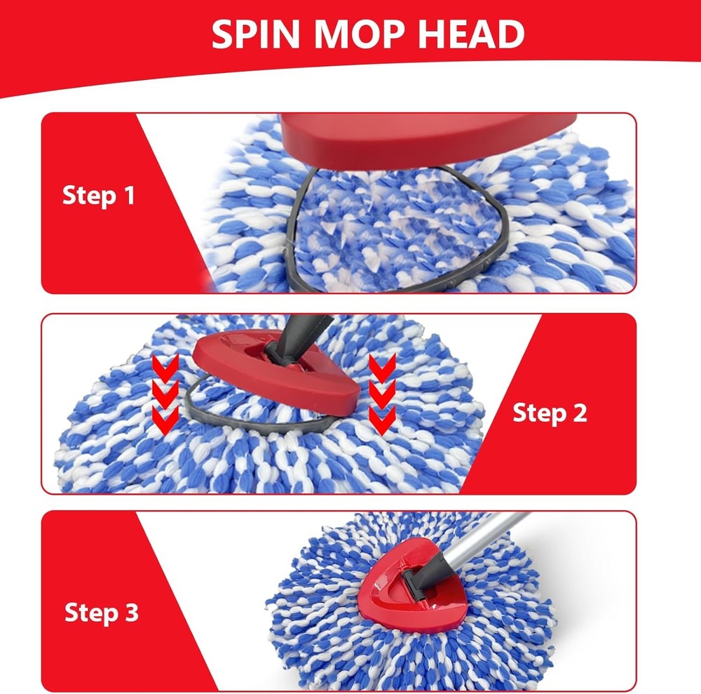 4 Pack Spin Mop Replacement Heads for O-Cedar RinseClean 2 Tank Microfiber Refil