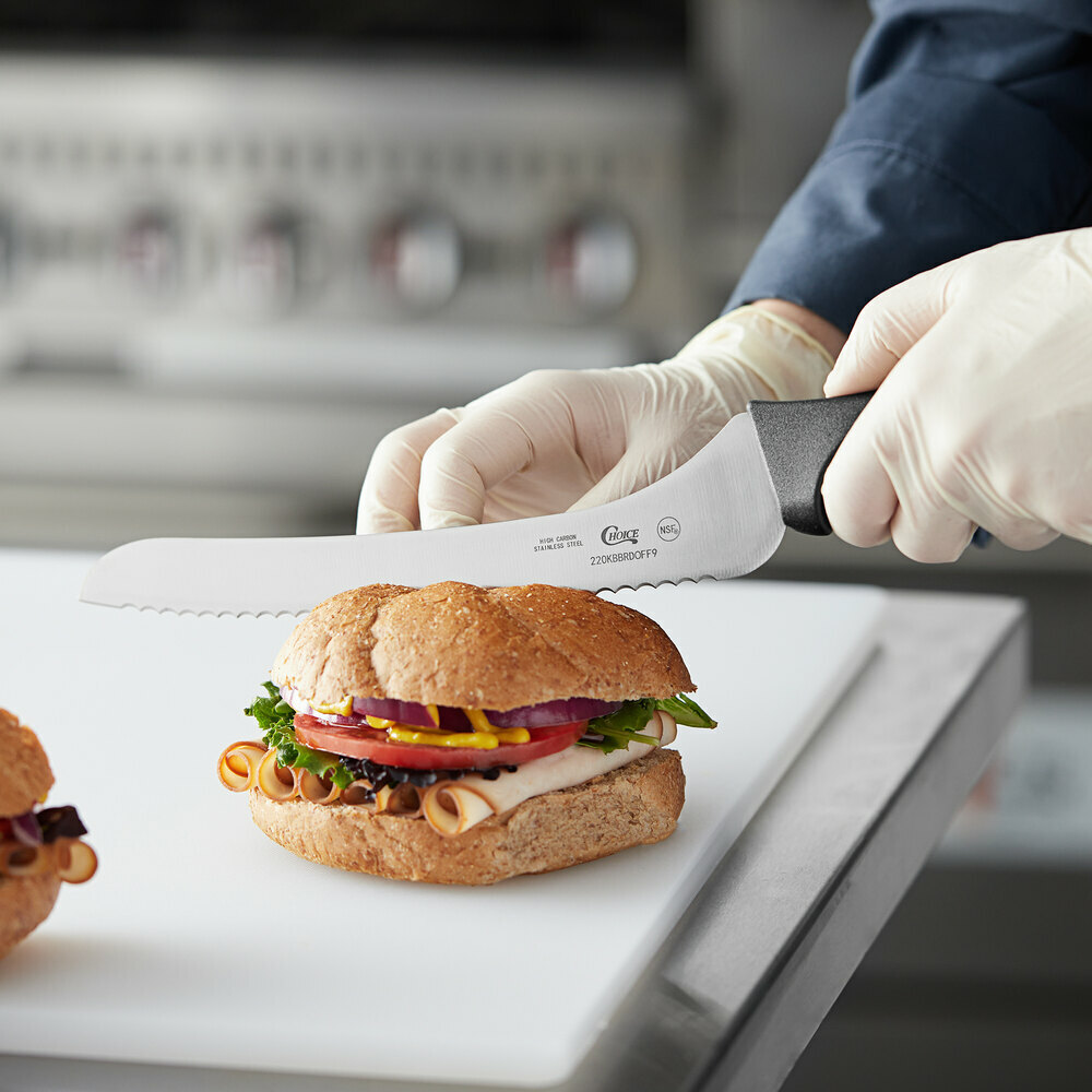 Choice 9" Offset Serrated Edge Bread Knife with Black Handle